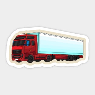 Red trailer truck illustration Sticker